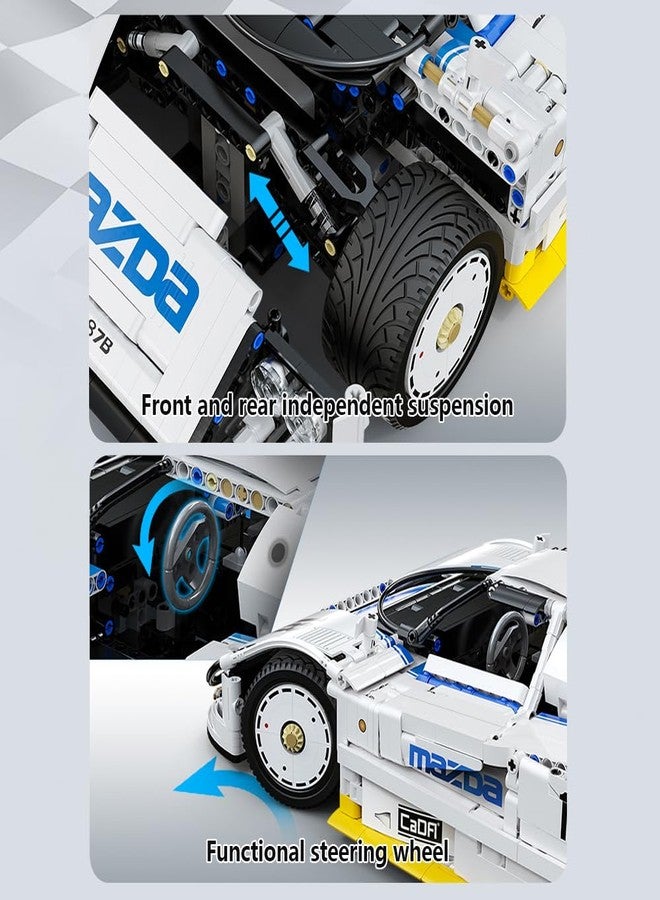 CaDA C63007W Mazda 787B Racing Car Building Blocks,1797 PCS 1:10 Licensed Supercar Technik Model Set with Rotary Engine Simulation - Image 4